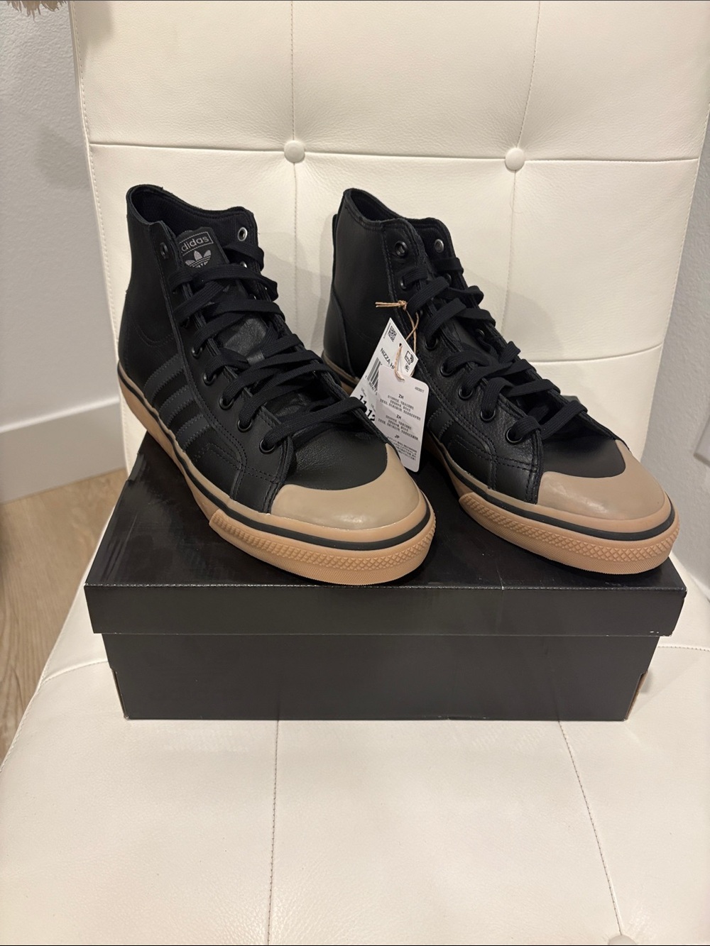 Adidas Nizza High ADV Skateboarding Sneaker Gum Sole Black Men's Shoes Sz 11 NWT